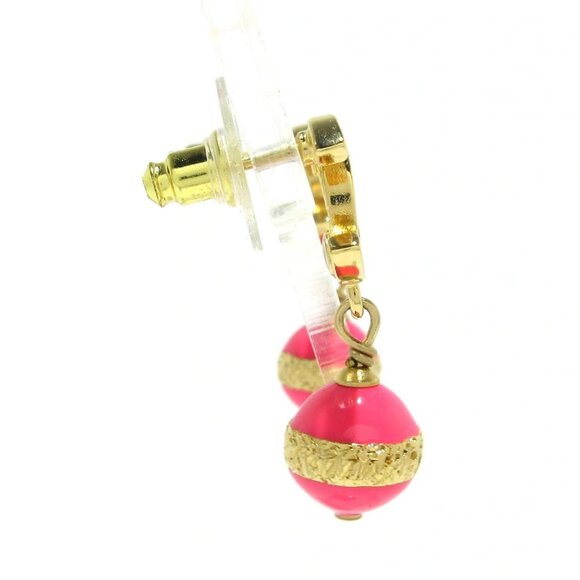 Auth CHANEL - Gold Pink Hardware Plastic Earrings - Picture 6 of 7